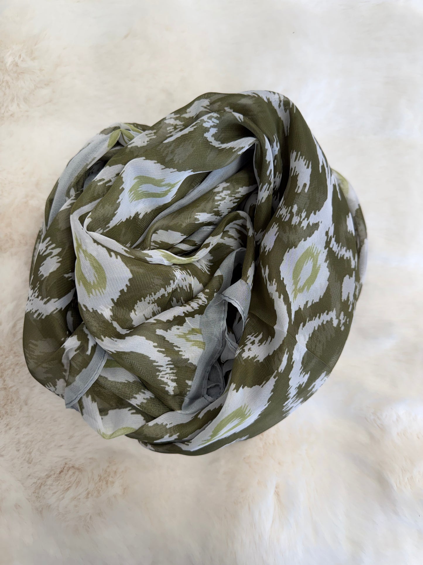 Ikat printed chiffon scarf