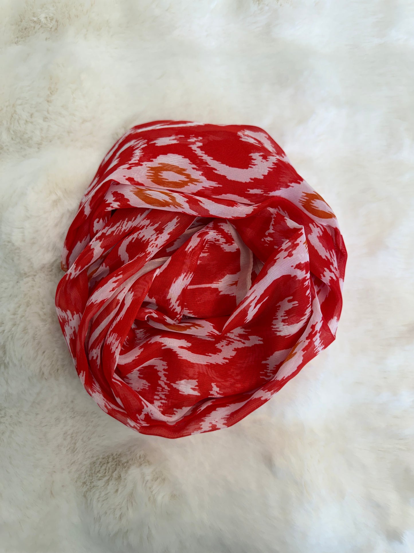 Ikat printed chiffon scarf