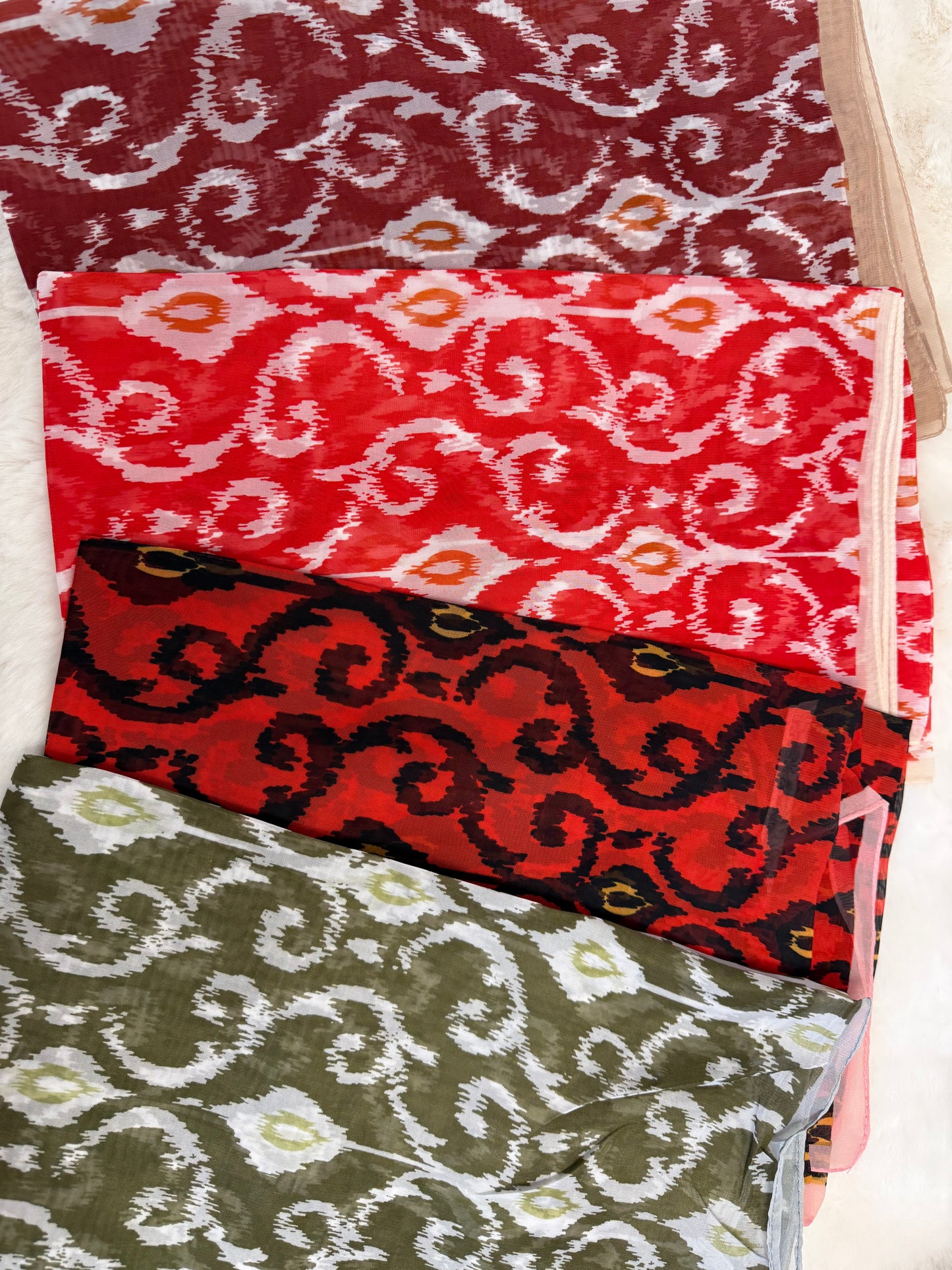 Ikat printed chiffon scarf