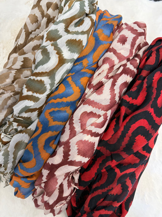 Geometric print modal scarf