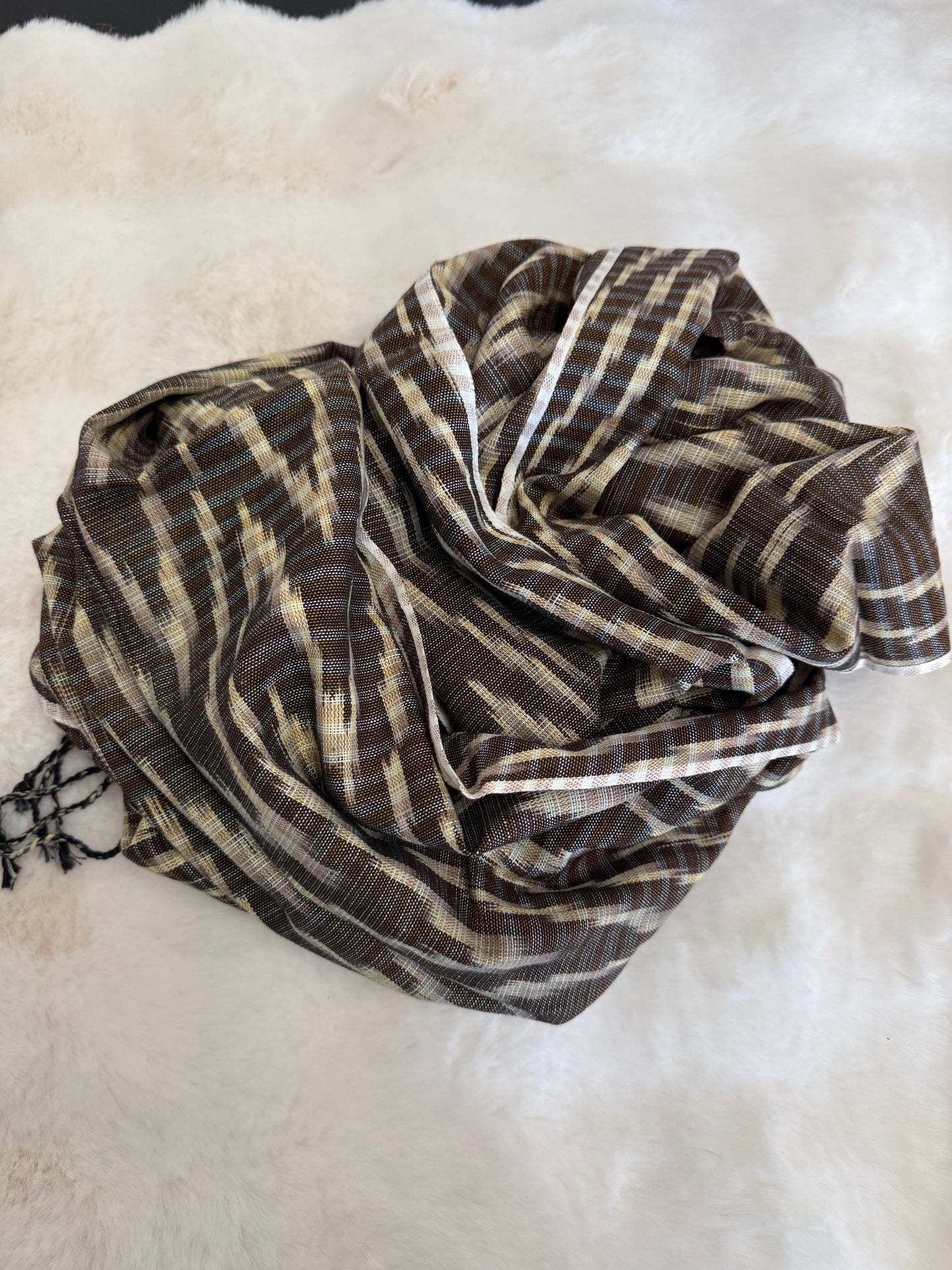 Brown Ikat print scarf