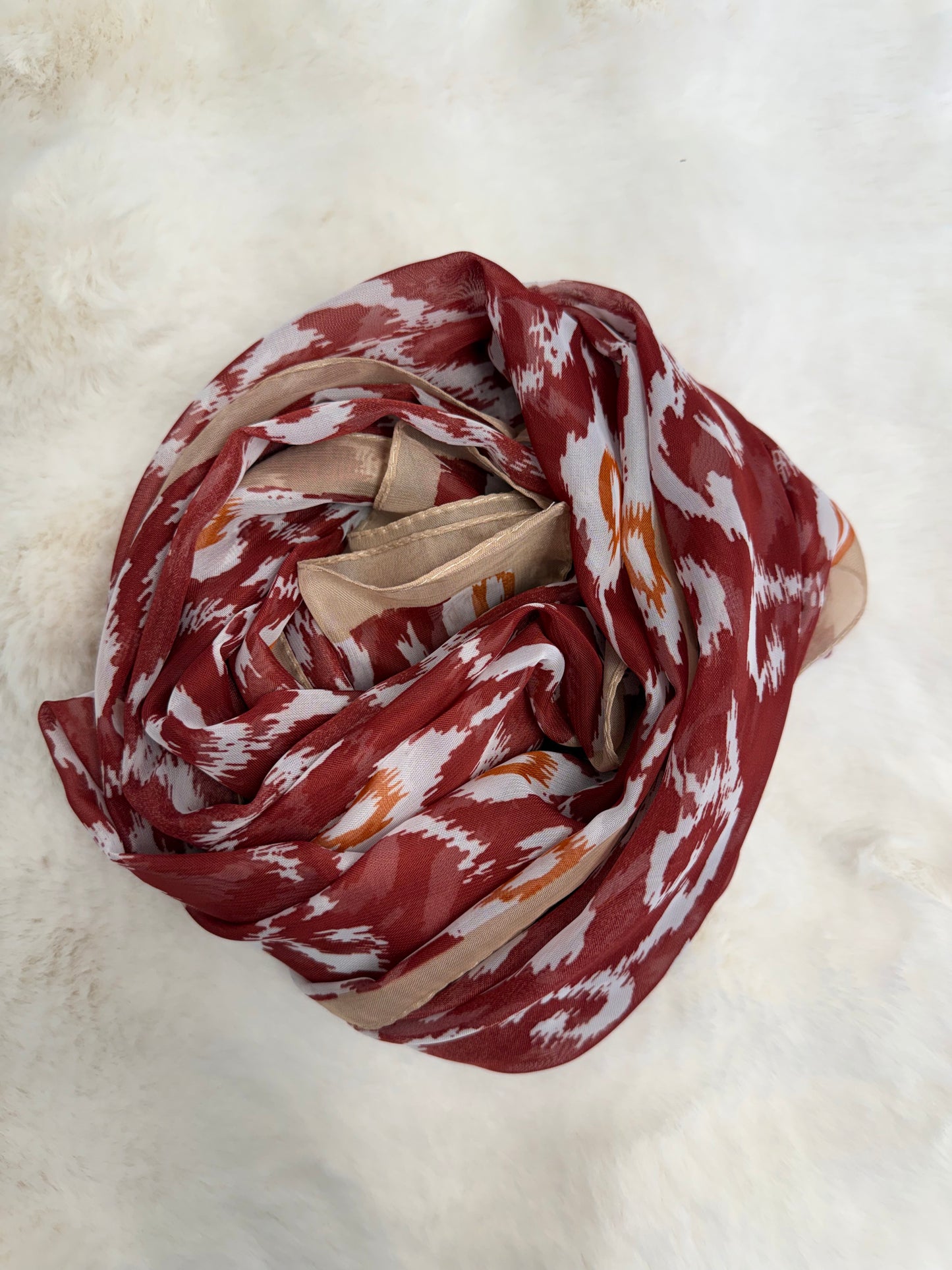 Ikat printed chiffon scarf